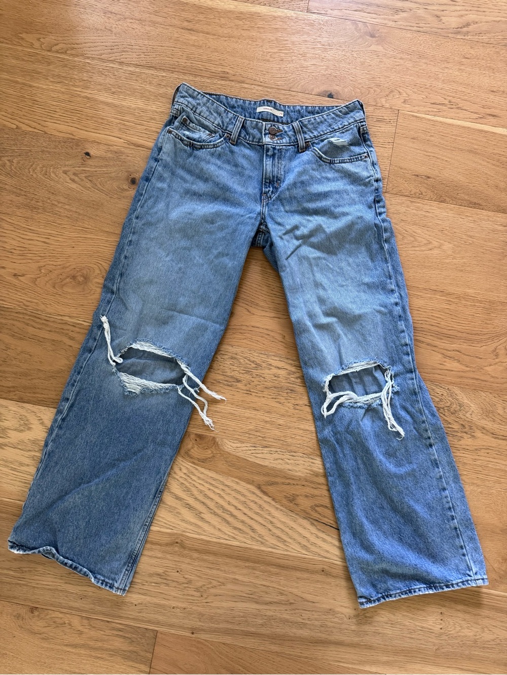 Levi's Light Blue Distressed Flared Jeans